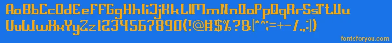 フォントMillenium3 – オレンジ色の文字が青い背景にあります。