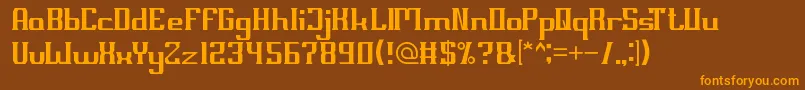 フォントMillenium3 – オレンジ色の文字が茶色の背景にあります。