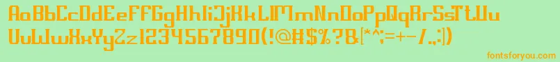 フォントMillenium3 – オレンジの文字が緑の背景にあります。