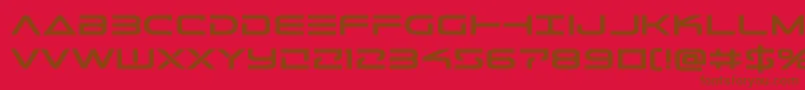 フォントTelemarinesboldexpand – 赤い背景に茶色の文字