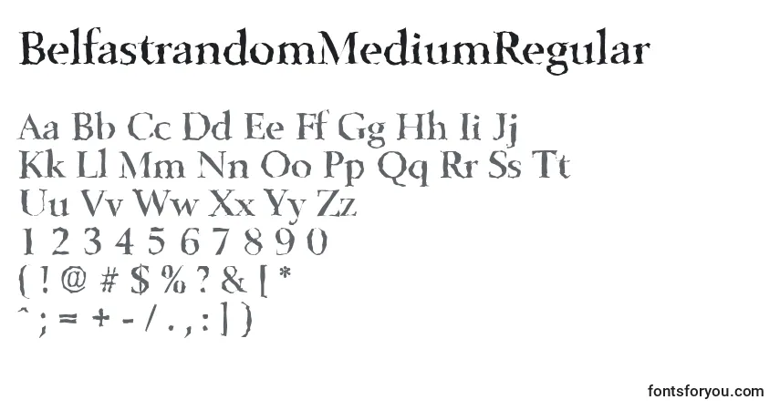 Schriftart BelfastrandomMediumRegular – Alphabet, Zahlen, spezielle Symbole