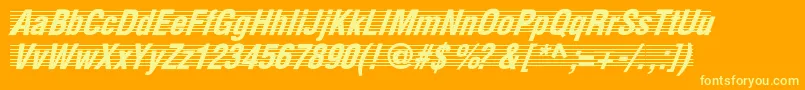 TheScoreNormal-Schriftart – Gelbe Schriften auf orangefarbenem Hintergrund