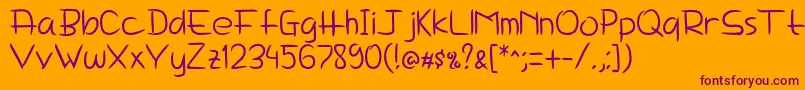DelimaNotesHandwritingFonts-Schriftart – Violette Schriften auf orangefarbenem Hintergrund