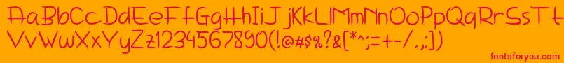 DelimaNotesHandwritingFonts Font – Red Fonts on Orange Background