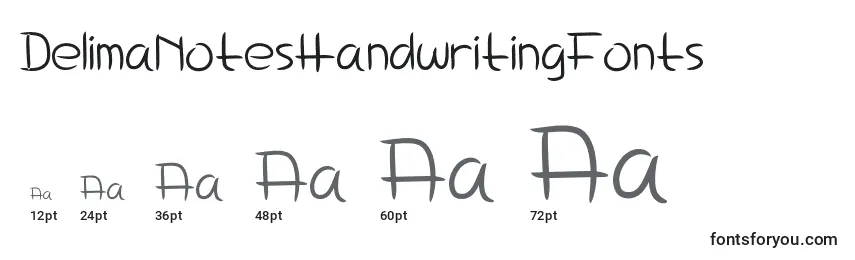 DelimaNotesHandwritingFonts Font Sizes