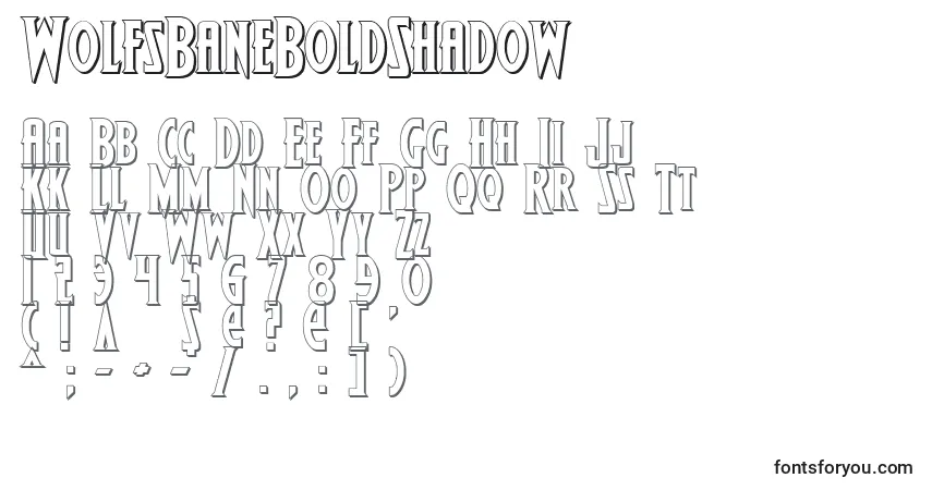 A fonte WolfsBaneBoldShadow – alfabeto, números, caracteres especiais