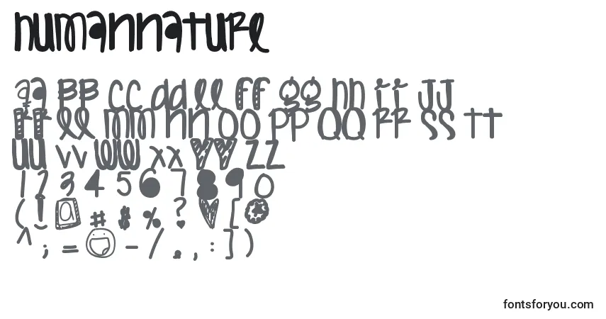 Czcionka Humannature – alfabet, cyfry, specjalne znaki