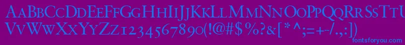 Шрифт GaramondretrospectiveosscapssskRegular – синие шрифты на фиолетовом фоне