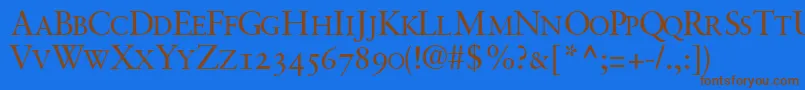 Шрифт GaramondretrospectiveosscapssskRegular – коричневые шрифты на синем фоне
