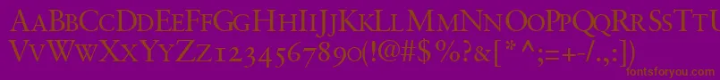 GaramondretrospectiveosscapssskRegular-Schriftart – Braune Schriften auf violettem Hintergrund