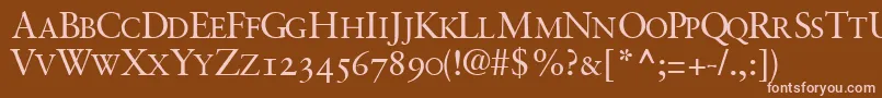 フォントGaramondretrospectiveosscapssskRegular – 茶色の背景にピンクのフォント