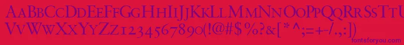 GaramondretrospectiveosscapssskRegular-Schriftart – Violette Schriften auf rotem Hintergrund
