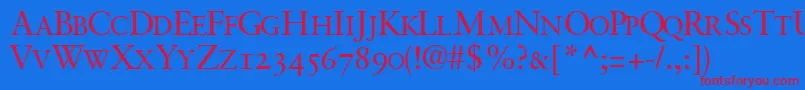 GaramondretrospectiveosscapssskRegular Font – Red Fonts on Blue Background