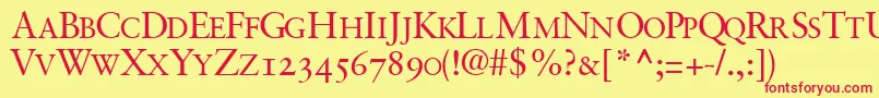 GaramondretrospectiveosscapssskRegular Font – Red Fonts on Yellow Background