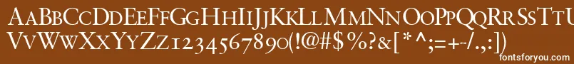 フォントGaramondretrospectiveosscapssskRegular – 茶色の背景に白い文字