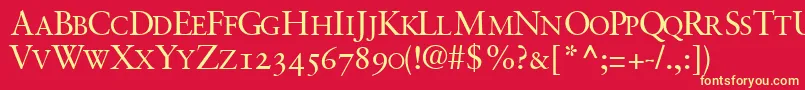 GaramondretrospectiveosscapssskRegular Font – Yellow Fonts on Red Background