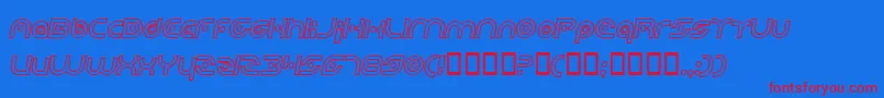 フォントPlanetaryOrbiterOutlineBoldItalic – 赤い文字の青い背景