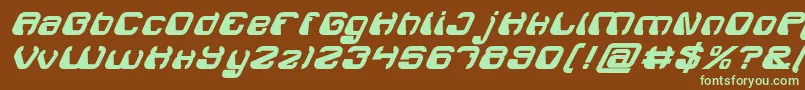 フォントElectroMagnetBoldItalic – 緑色の文字が茶色の背景にあります。