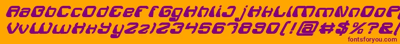 ElectroMagnetBoldItalic-Schriftart – Violette Schriften auf orangefarbenem Hintergrund