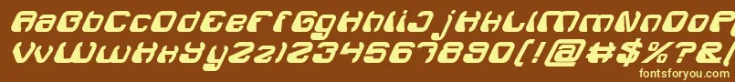 ElectroMagnetBoldItalic-fontti – keltaiset fontit ruskealla taustalla
