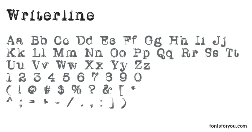 Schriftart Writerline – Alphabet, Zahlen, spezielle Symbole