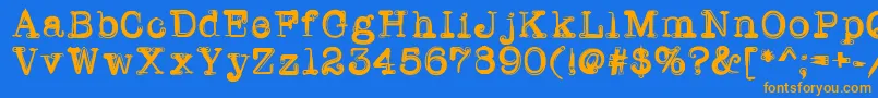 Writerline Font – Orange Fonts on Blue Background