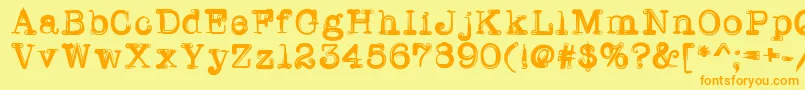 フォントWriterline – オレンジの文字が黄色の背景にあります。
