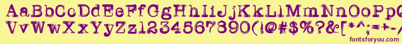 Writerline-Schriftart – Violette Schriften auf gelbem Hintergrund