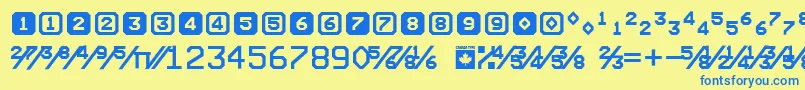 フォントExpoNumerals – 青い文字が黄色の背景にあります。