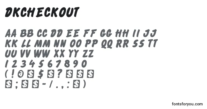 Czcionka DkCheckout – alfabet, cyfry, specjalne znaki