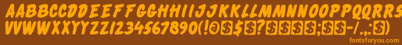 DkCheckout-Schriftart – Orangefarbene Schriften auf braunem Hintergrund