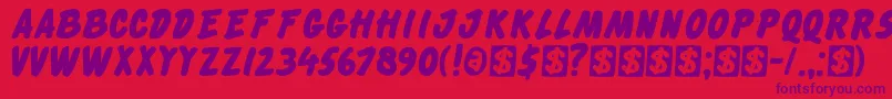 DkCheckout Font – Purple Fonts on Red Background