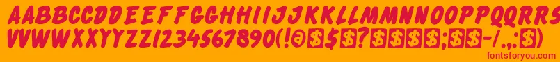 DkCheckout Font – Red Fonts on Orange Background