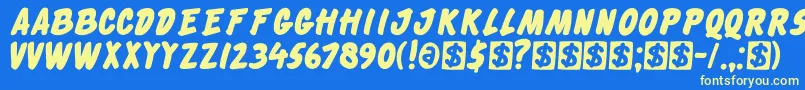 DkCheckout Font – Yellow Fonts on Blue Background