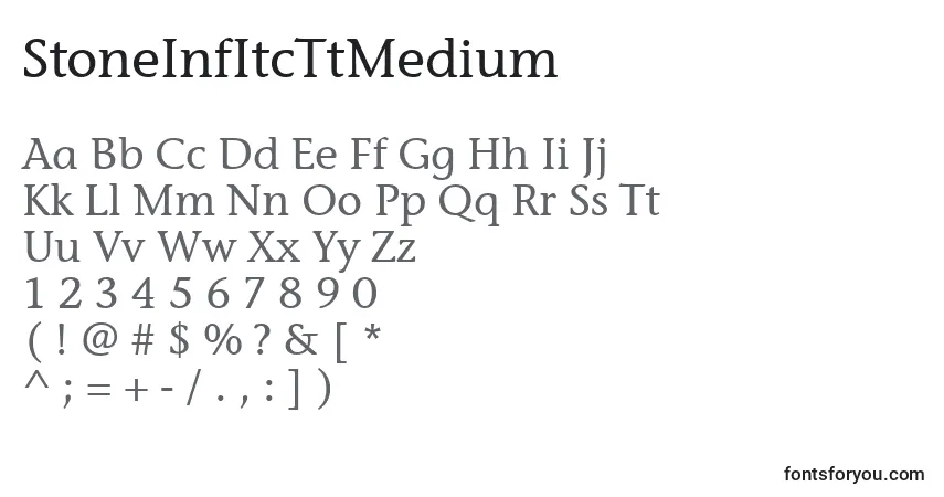 Шрифт StoneInfItcTtMedium – алфавит, цифры, специальные символы