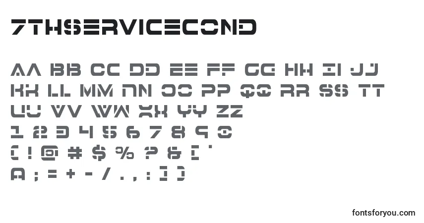 A fonte 7thservicecond – alfabeto, números, caracteres especiais