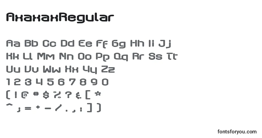 Schriftart AxaxaxRegular – Alphabet, Zahlen, spezielle Symbole