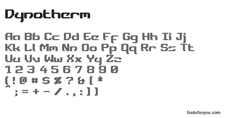 A fonte Dynotherm – alfabeto, números, caracteres especiais