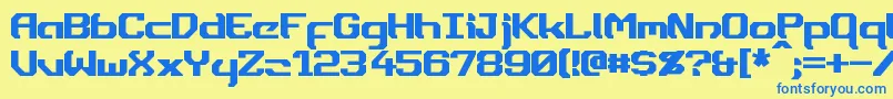 Dynotherm Font – Blue Fonts on Yellow Background