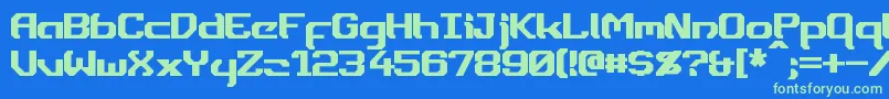 Dynotherm Font – Green Fonts on Blue Background