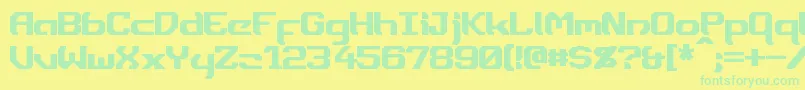 フォントDynotherm – 黄色い背景に緑の文字