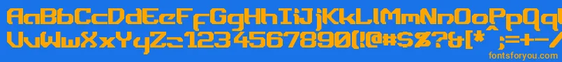 Dynotherm Font – Orange Fonts on Blue Background
