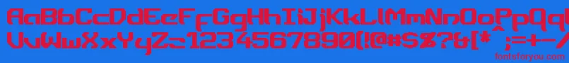 Dynotherm Font – Red Fonts on Blue Background