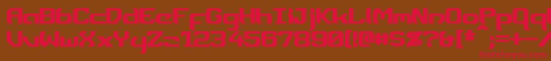 フォントDynotherm – 赤い文字が茶色の背景にあります。