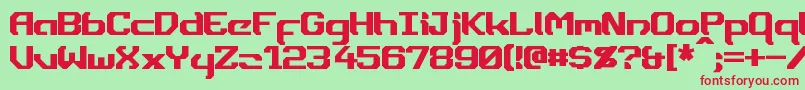 Dynotherm-Schriftart – Rote Schriften auf grünem Hintergrund