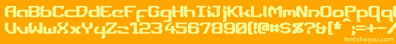 Dynotherm Font – Yellow Fonts on Orange Background