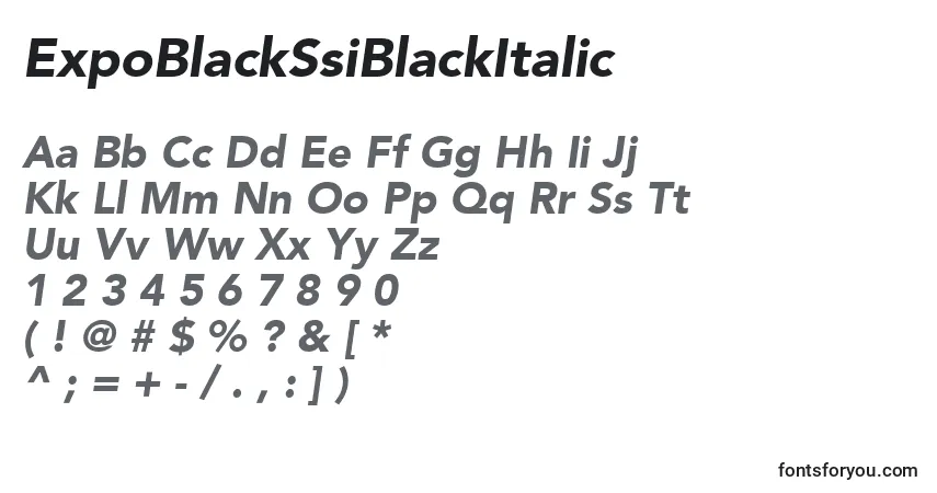 A fonte ExpoBlackSsiBlackItalic – alfabeto, números, caracteres especiais