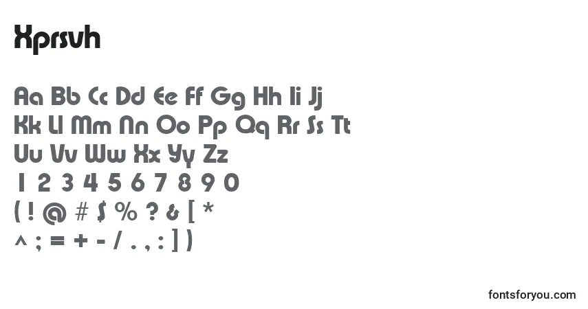 Schriftart Xprsvh – Alphabet, Zahlen, spezielle Symbole