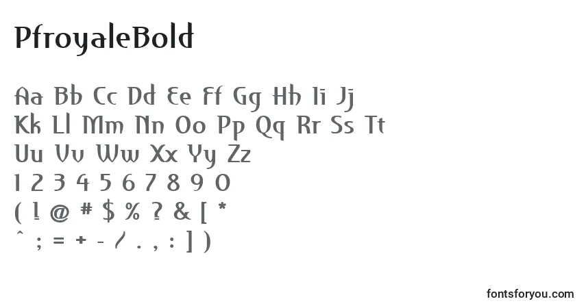 A fonte PfroyaleBold – alfabeto, números, caracteres especiais