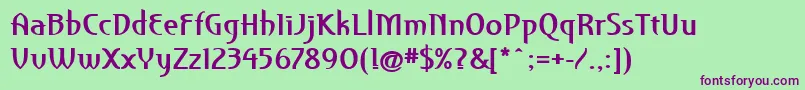 Fonte PfroyaleBold – fontes roxas em um fundo verde